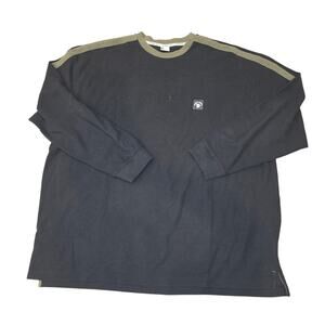 EUC State & Property black sz 4X henley with greyish strip on collar / sleeves